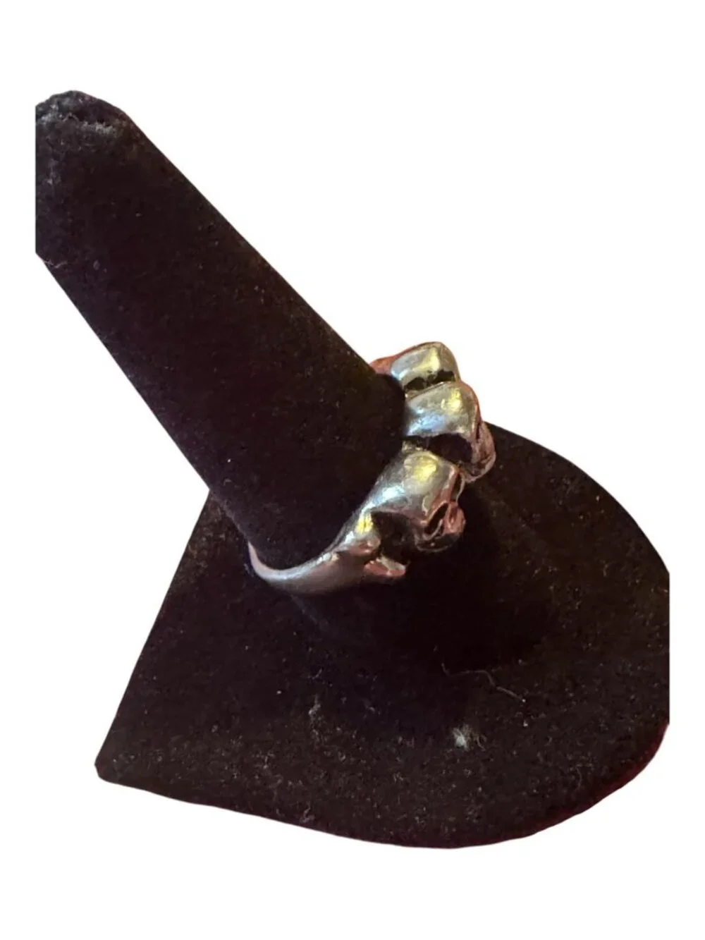 Vintage Skull Design Metal Ring Three Skulls Band Unique Goth Jewelry Antiqued F